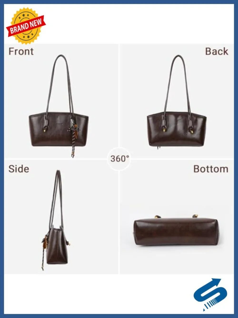 Vintage Hobo Handbag Shoulder Bag Faux Leather Zipper Closure Y2k Purse